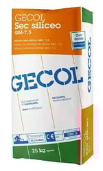 Mortero seco de revestimiento, de gran plasticidad, Sec siliceo de Gecol. Gris. Saco 25 kg